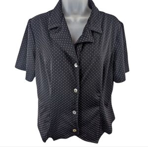 Ronni Nicole Vintage Polka Dot Button Down Blouse Sz L